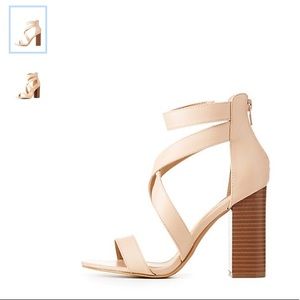 Caged Block Heels Sandals - Nude